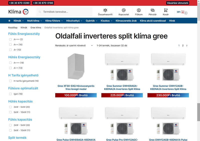 Gree klíma akciós áron beszereléssel is